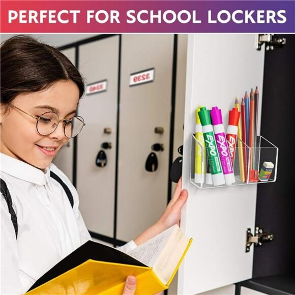 Clear Magnetic Dry Erase Marker Holder Acrylic Whiteboard Pen Organizer Office - Picture 6 of 8